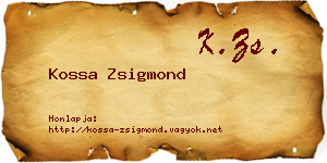 Kossa Zsigmond névjegykártya